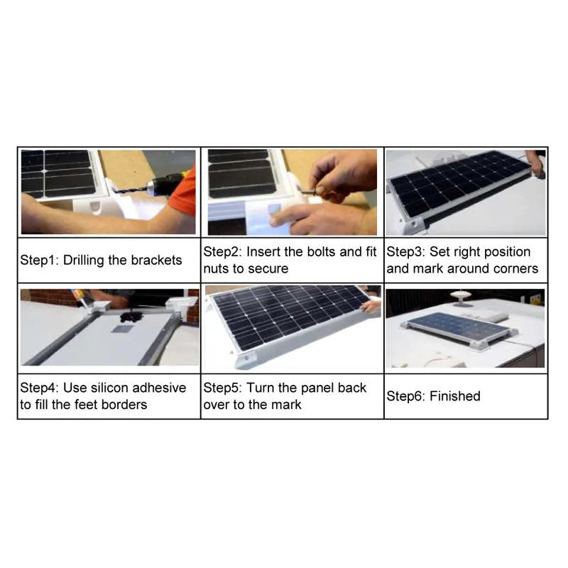 Spartan Power ABS Drill Free Solar Panel Mounting Bracket 6pcs White OR Black